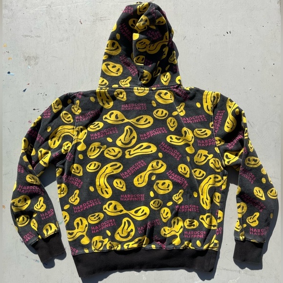 Men's Wesc Paradise Hoodie Multicolor Happy Face Logo S Pocket Streetwear Art - Picture 10 of 14